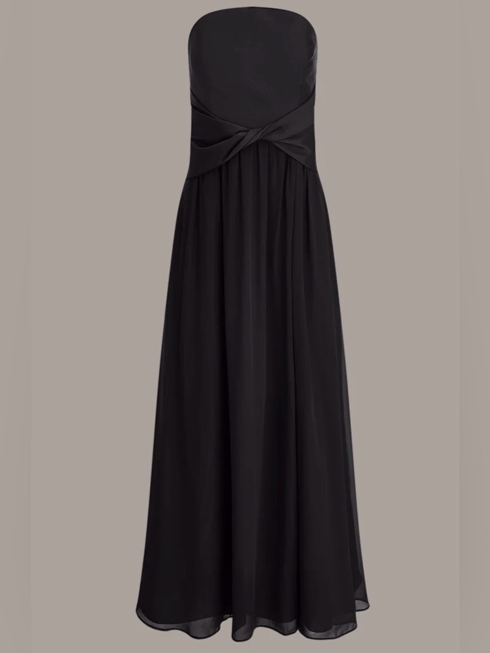 Donna Karan New York Mikado and Chiffon Strapless Twist Gown